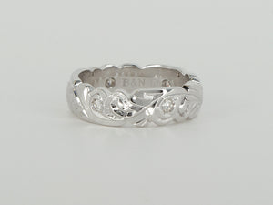 White Gold Hand Engraved Diamond Ring Availabel at The Vault Fine Jewellery 