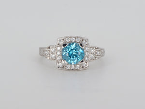 14k White Gold Blue Zirconia Diamond Ring Availabel at The Vault Fine Jewellery 