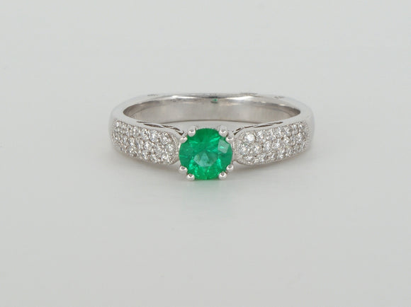 18k White Gold Emerald Diamond Ring Availabel at The Vault Fine Jewellery 