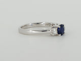 18K White Gold Blue Sapphire & Diamond Trinity Ring