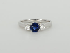 18k White Gold Blue Sapphire Diamond Ring Availabel at The Vault Fine Jewellery 