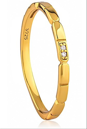Gold Plated Stacker Ring with Cubic Zirconia accents