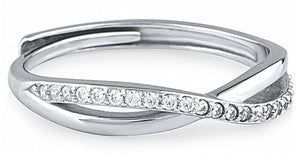 Sterling Silver Cubic Zirconia Criss Cross Band