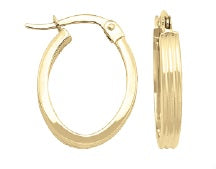 14K Yellow Gold Oval Hoop Earrings