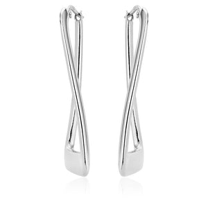 Rectangular Twist Earrings in White