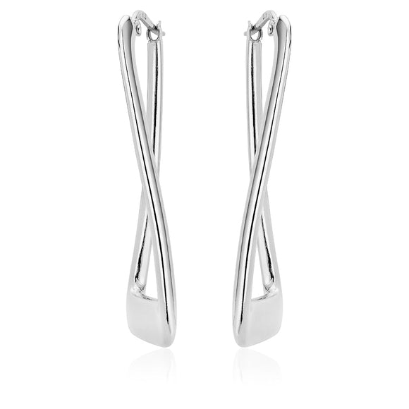 Rectangular Twist Earrings in White
