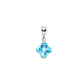 14K White Gold Blue Topaz Pendant