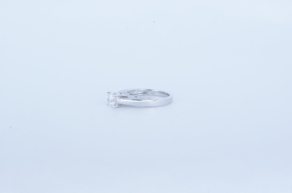 14K White Gold 4 Prong Genuine Diamond Accented Ring | 1.41ctw