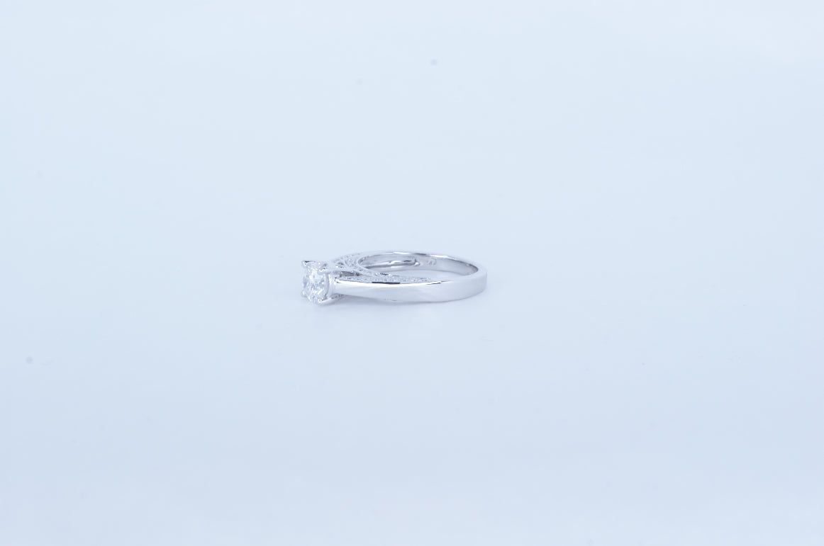 14K White Gold 4 Prong Genuine Diamond Accented Ring | 1.41ctw