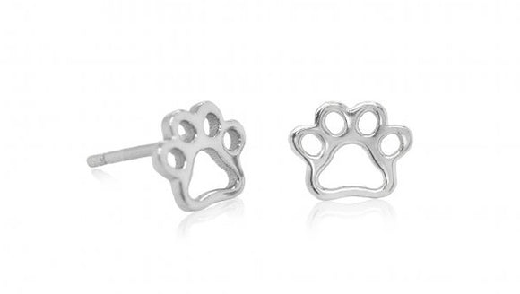 Sterling Silver Paw Print Studs