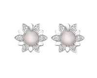 10K Genuine Opal and Diamond Earrings