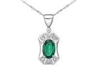 10K Genuine Emerald and Diamond Pendant