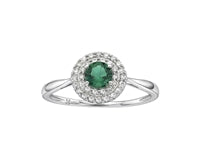 10K Lab Created Emerald and Diamond Ring