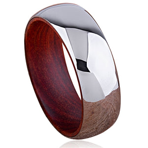 Men's Tungsten Ring with Sandalwood Inner
