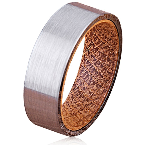 Tungsten Ring with Whiskey Barrell Inner | Size 8