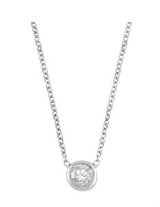 14K White Gold Diamond Bezel Necklace
