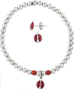 Ladybug Earrings and Bracelet Set