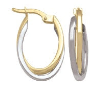 10K Two-Tone Oval Hoop Earrings