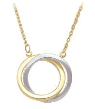 10K Two-tone Double Circle Necklace | 18"