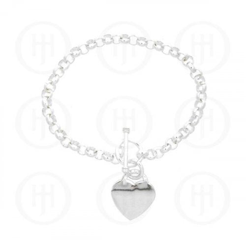 Sterling Silver Heart Dangle Bracelet | 7