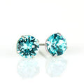 14K White Gold Teal Swarovski Crystal Stud Earrings