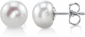White Freshwater Button Pearl Earrings