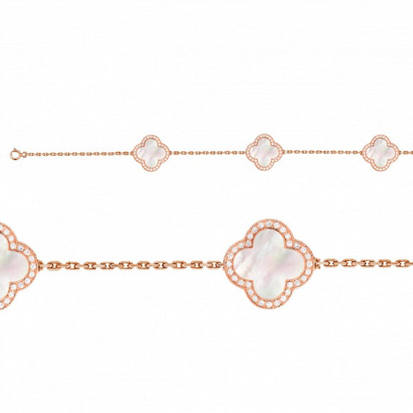 Rose Gold Plated Van Cleef® Inspired Mother of Pearl Bracelet
