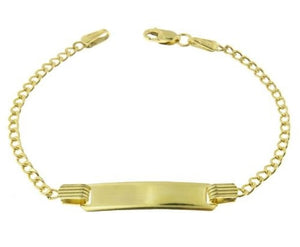 14K Gold Cable Link Bracelet with Engravable Plate