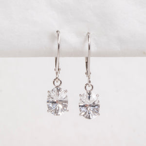 14K White Gold Dangle Earrings with Cubic Zirconia