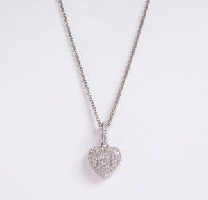 Sterling Silver Bombe Pave Heart Pendant with CZ by Miss Mimi