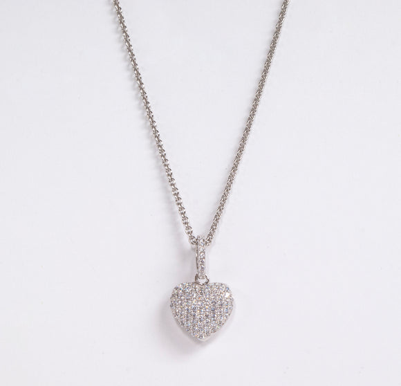 Sterling Silver Bombe Pave Heart Pendant with CZ by Miss Mimi