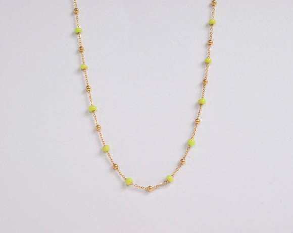 14K Gold and Green Enamel Bead Necklace by Miss Mimi
