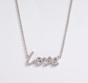 Sterling Silver "Love" Necklace with Cubic Zirconia by Miss Mimi