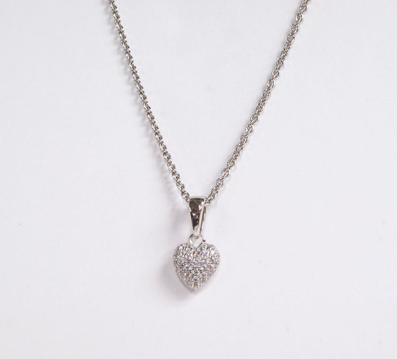 Sterling Silver Small Bombe Pave Heart Pendant with CZ by Miss Mimi