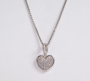 Sterling Silver Pave Heart Pendant with CZ by Miss Mimi