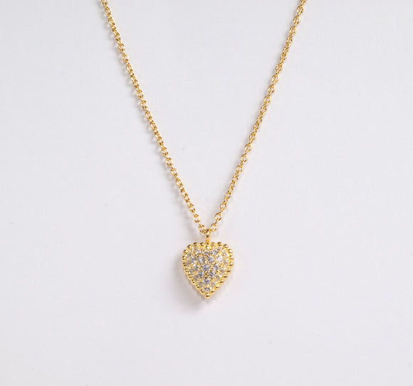 Gold Plated Sterling Silver Heart Bombe Dewdrop Pendant with CZ by Miss Mimi