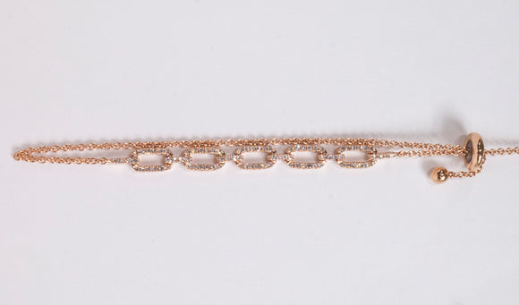 14K Rose Gold Mini Cuban Bracelet with Diamonds by Miss Mimi