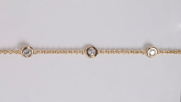 Gold Plated Sterling Silver Station Bracelet with CZ by Miss Mimi