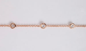 Rose Gold Plated Sterling Silver Station Bracelet with CZ by Miss Mimi