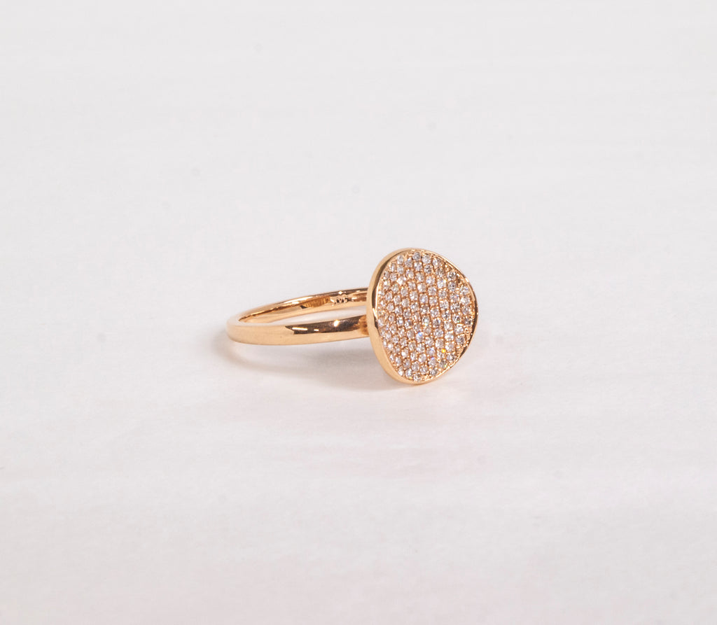 14K Rose Gold Round Diamond Pave Ring by Miss Mimi