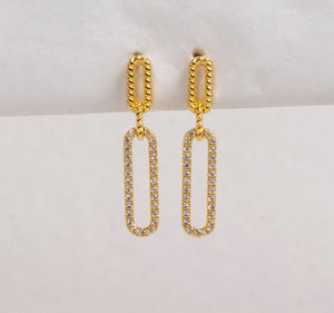 18K Gold Plated Sterling Silver Rope Chain Link Earrings with CZ by Miss Mimi