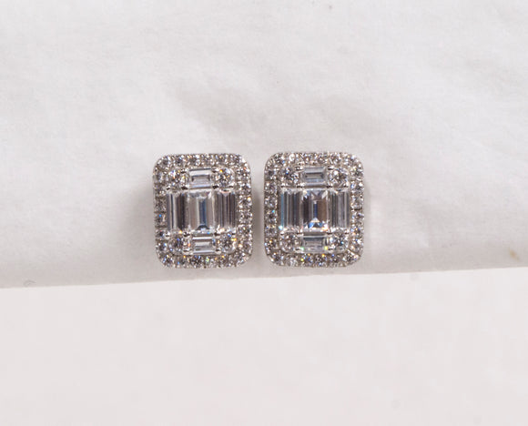 Sterling Silver Invisible Radiant CZ Earrings by Miss Mimi