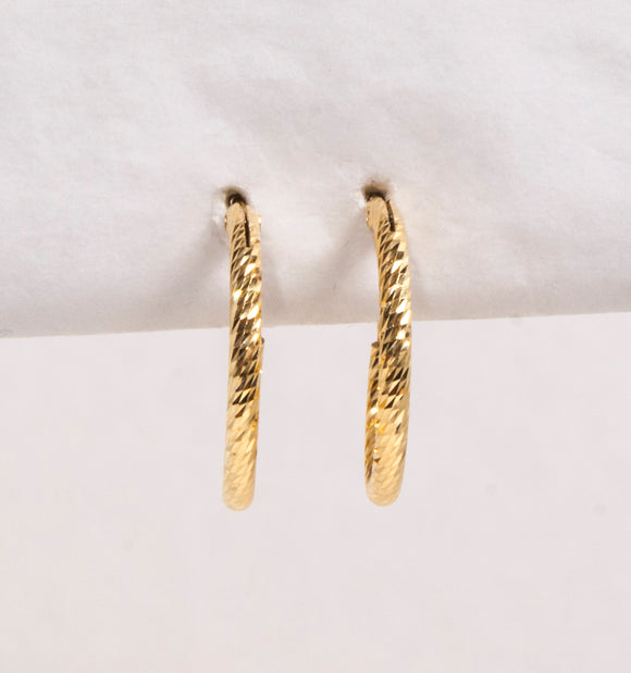 Gold Plated Sterling Silver Diamond Cut Hoops by Miss Mimi