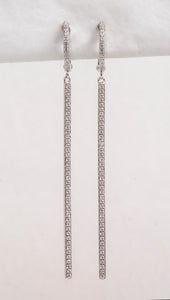 Sterling Silver Bar Earrings with Cubic Zirconia by Miss Mimi