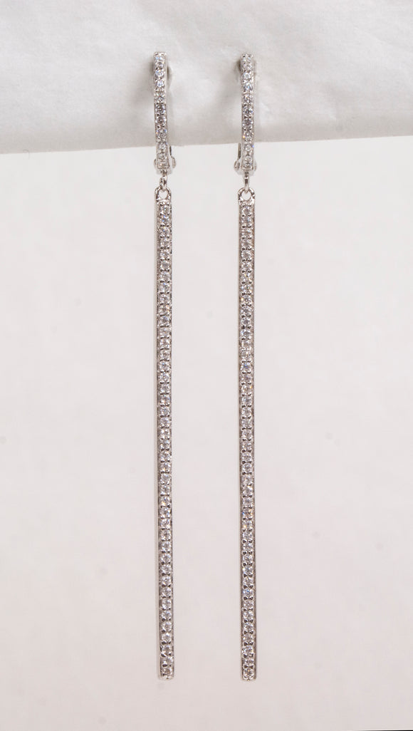 Sterling Silver Bar Earrings with Cubic Zirconia by Miss Mimi