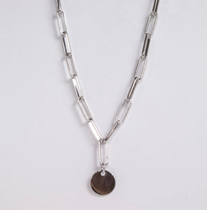 Sterling Silver 18" Long Link + Disc Necklace by Miss Mimi