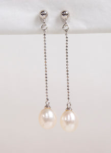 Sterling Silver Pearl Dangle Earrings