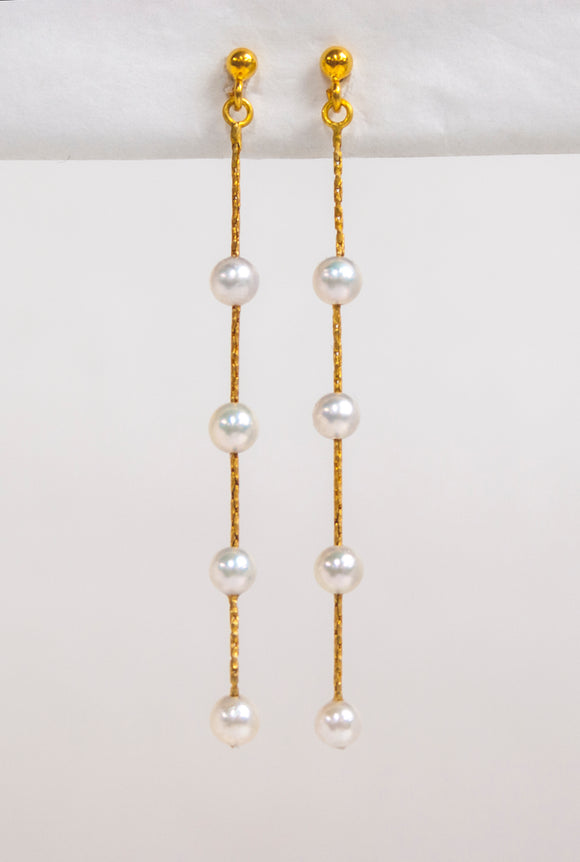 Gold Plated Sterling Silver Pearl Dangle Earrings