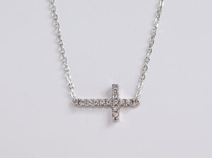 Sterling Silver East-West Cross with Cubic Zirconia