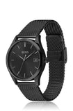 Hugo Boss Black-Plated Watch with Black Dial and Mesh Bracelet